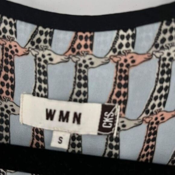 CKS Women's‎ Giraffe Print Cap Sleeve Elastic Waist Mini Dress Blue Black Small - Picture 10 of 14